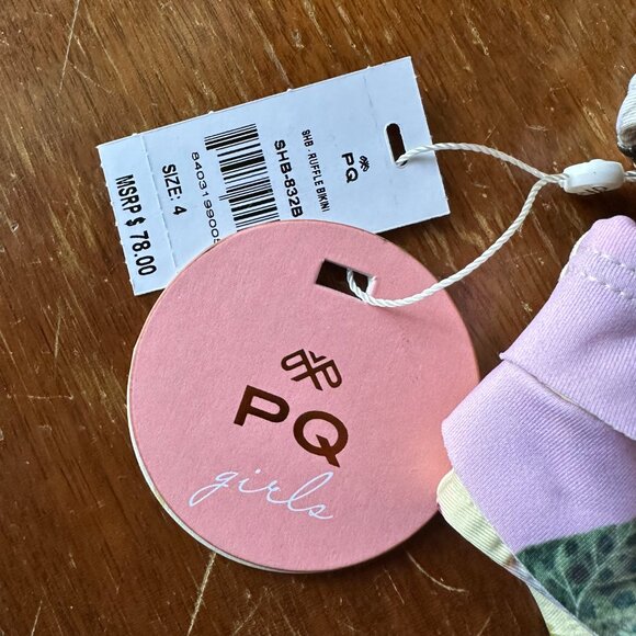 PQ SWIM KIDS {NWT} Ruffle Bikini in Summer Hibiscus | sizes 4 and 6 - Picture 4 of 9